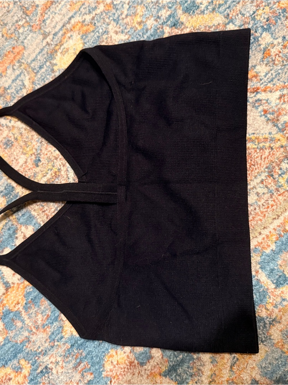 Black Ribbed Racerback Bralette with 'SET' ACTIVE Detail - Picture 2 of 3
